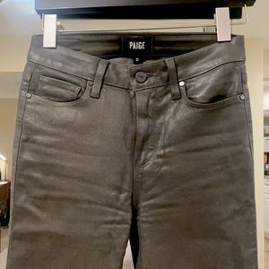 Paige Olive Green Wax Coated Jeans